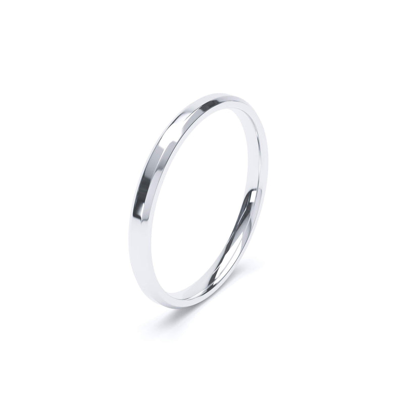 Women's Plain Wedding Band Bevelled Edge Profile 18k White Gold Wedding Bands Lily Arkwright
