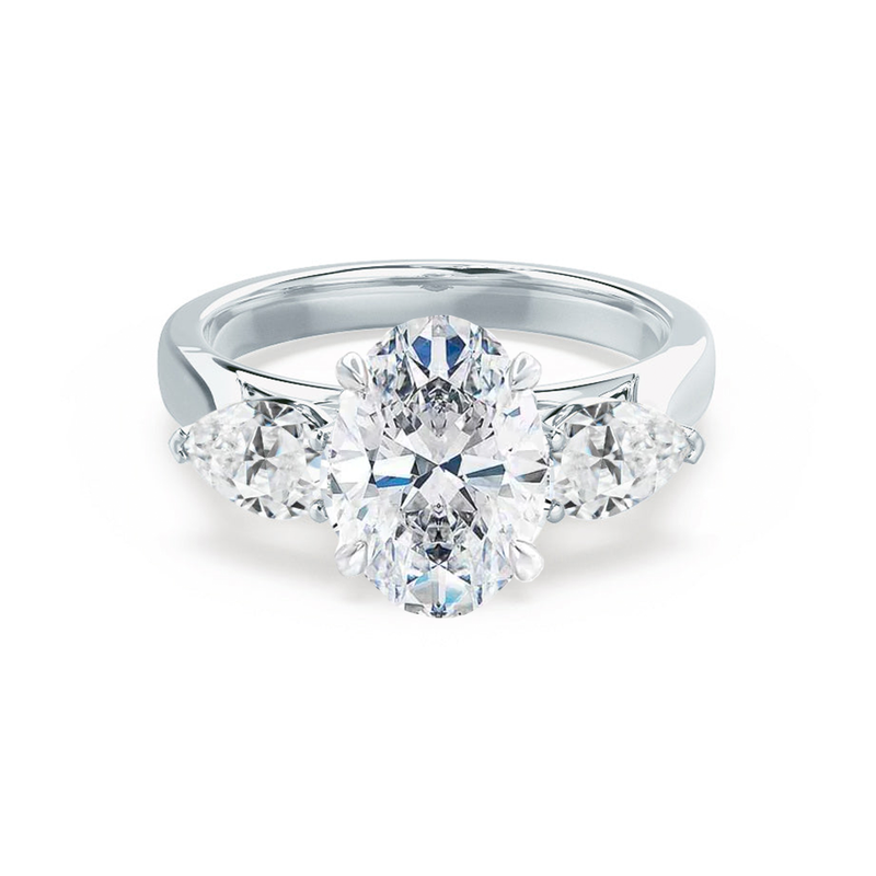 BLOSSOM - Oval Lab Diamond & Pear Lab Diamond 950 Platinum Trilogy Ring