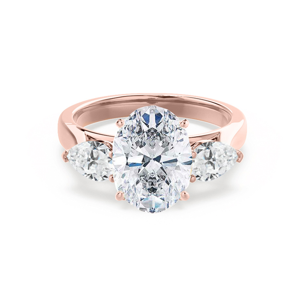 BLOSSOM - Oval Lab Diamond & Pear Lab Diamond 18k Rose Gold Trilogy Ring