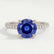 Catalina round blue sapphire shoulder set engagement ring – view 1