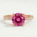 Catalina solitaire engagement ring in 18k rose gold with a round pink lab-grown sapphire centre stone, front view.
