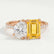 Celeste emerald and pear yellow sapphire Toi et Moi engagement ring in rose gold – view 1