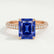 COCO - Radiant Blue Sapphire & Diamond 18k Rose Gold Petite Hidden Halo Triple Pavé Shoulder Set Ring
