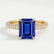 COCO - Emerald Blue Sapphire & Diamond 18k Yellow Gold Petite Hidden Halo Triple Pavé Ring