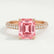 COCO - Radiant Morganite Pink Sapphire & Diamond 18k Rose Gold Petite Hidden Halo Triple Pavé Shoulder Set Ring