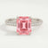 COCO - Radiant Morganite Pink Sapphire & Diamond 18k White Gold Petite Hidden Halo Triple Pavé Shoulder Set Ring