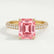 COCO - Radiant Morganite Pink Sapphire & Diamond 18k Yellow Gold Petite Hidden Halo Triple Pavé Shoulder Set Ring