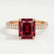 COCO - Radiant Ruby & Diamond 18k Rose Gold Petite Hidden Halo Triple Pavé Shoulder Set Ring