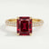 COCO - Radiant Ruby & Diamond 18k Yellow Gold Petite Hidden Halo Triple Pavé Shoulder Set Ring