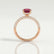 COCO- Round Ruby & Diamond 18k Rose Gold Petite Hidden Halo Triple Pavé Shoulder Set Ring