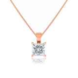 CALISTA - Princess Lab Diamond 4 Claw Drop Pendant 18k Rose Gold Pendant Lily Arkwright
