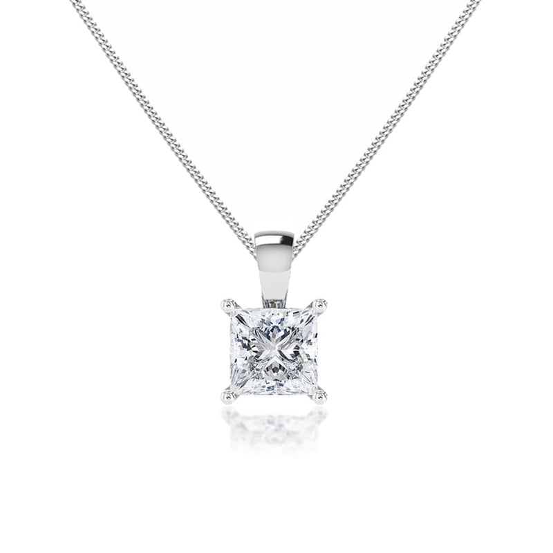 CALISTA - Princess Lab Diamond 4 Claw Drop Pendant 950 Platinum Pendant Lily Arkwright