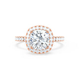 CASEADA - Cushion Moissanite & Diamond 18k Rose Gold Halo Ring Engagement Ring Lily Arkwright