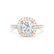 CASEADA - Cushion Moissanite & Diamond 18k Rose Gold Halo Ring Engagement Ring Lily Arkwright