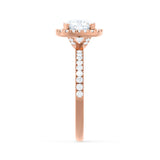 CASEADA - Cushion Moissanite & Diamond 18k Rose Gold Halo Ring Engagement Ring Lily Arkwright