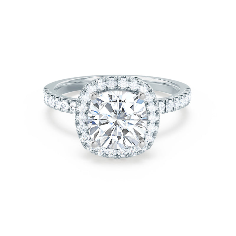 CASEADA - Cushion Lab Diamond Platinum Halo Engagement Ring Lily Arkwright
