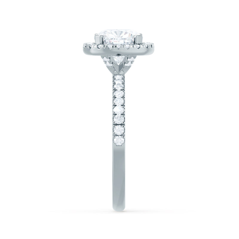 CASEADA - Cushion Moissanite & Diamond 18k White Gold Halo Ring Engagement Ring Lily Arkwright