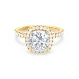 CASEADA - Cushion Moissanite & Diamond 18k Yellow Gold Halo Ring Engagement Ring Lily Arkwright