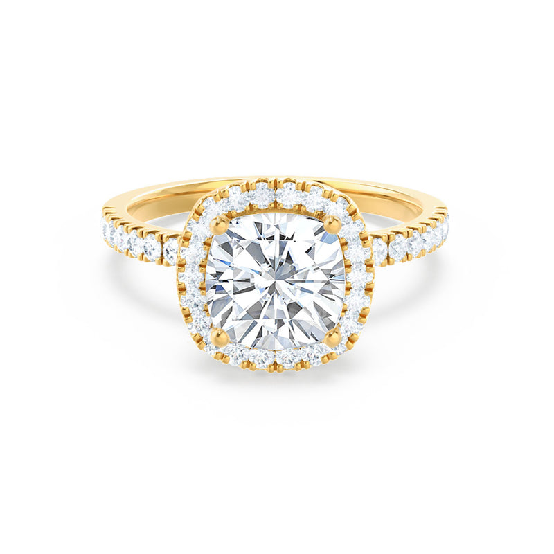 Caseada Cushion Moissanite & Diamond 18k White Gold Halo Ring – Lily ...