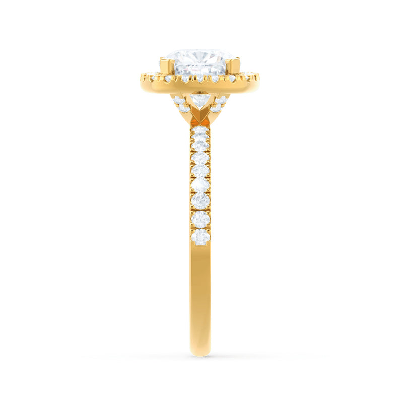 CASEADA - Cushion Moissanite & Diamond 18k Yellow Gold Halo Ring Engagement Ring Lily Arkwright