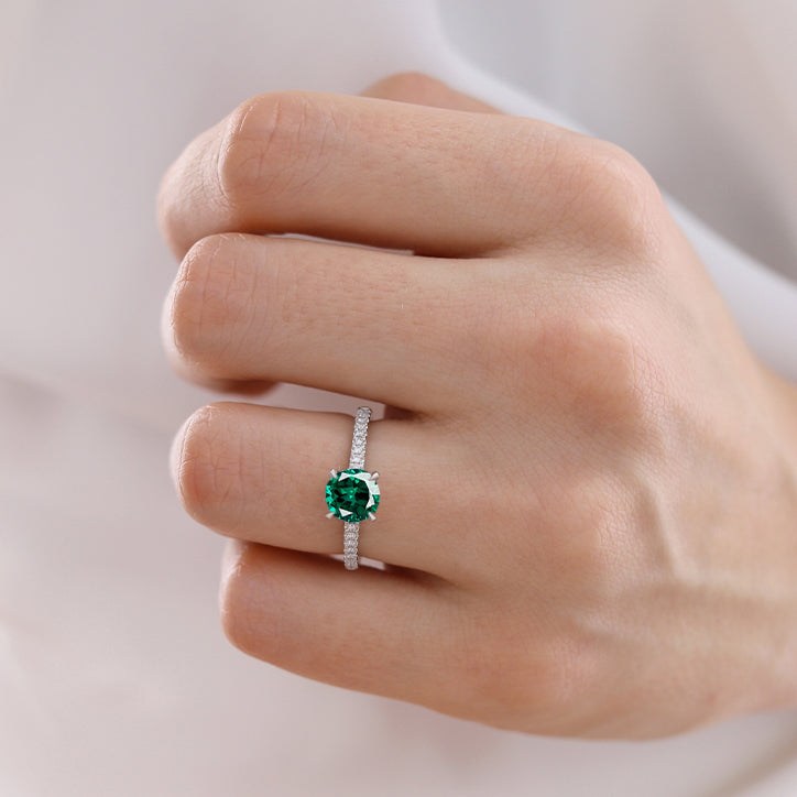 CATALINA - Chatham® Round Emerald Solitaire Engagement Ring 950 Platinum
