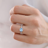 CATALINA - Chatham® Round Aqua Spinel Solitaire Engagement Ring 18k White Gold
