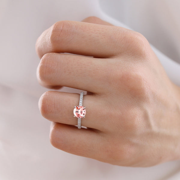 CATALINA - Chatham® Round Champagne True Sapphire Solitaire Engagement Ring 18k White Gold