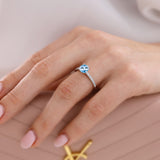 CATALINA - Chatham® Round Aqua Spinel Solitaire Engagement Ring 18k White Gold