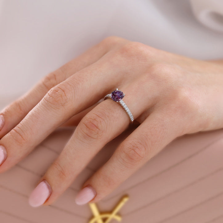 CATALINA - Chatham® Round Alexandrite Solitaire Engagement Ring 950 Platinum