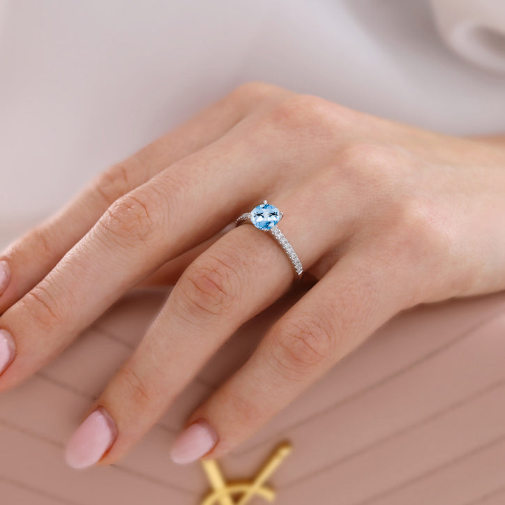 CATALINA - Chatham® Round Aqua Spinel Solitaire Engagement Ring 18k White Gold