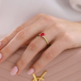CATALINA - Chatham® Round Ruby Solitaire Engagement Ring 18k Yellow Gold