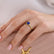 CATALINA - Round Blue Sapphire Solitaire Engagement Ring 18k Yellow Gold