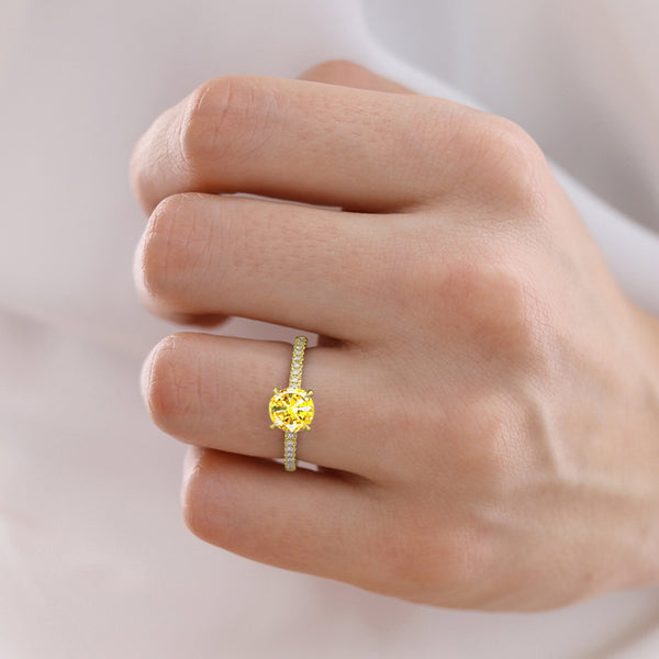 CATALINA - Chatham® Round Yellow Sapphire Solitaire Engagement Ring 18k Yellow Gold