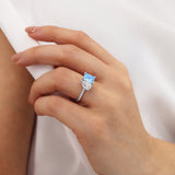 CELESTE - Toi Et Moi Chatham® Aqua Spinel Emerald & Lab Diamond Pear Cut Ring 950 Platinum