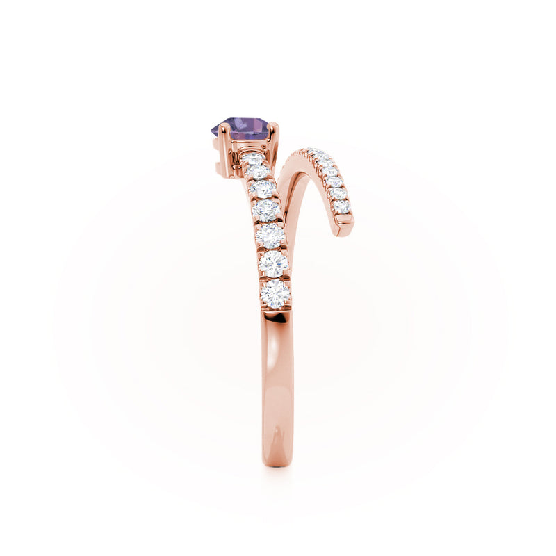 CELESTINE - Chatham® Pear Alexandrite Split Shank Ring 18k Rose Gold