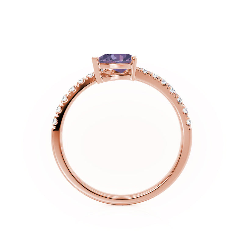 CELESTINE - Chatham® Pear Alexandrite Split Shank Ring 18k Rose Gold