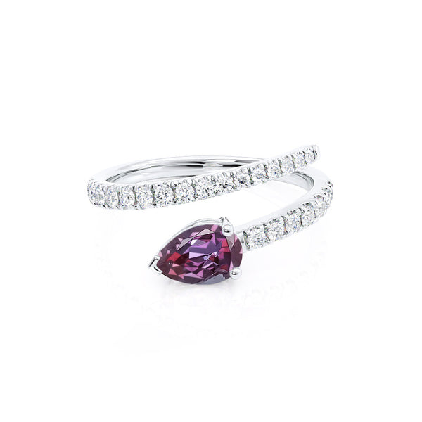 CELESTINE - Chatham® Pear Alexandrite Split Shank Ring 950 Platinum