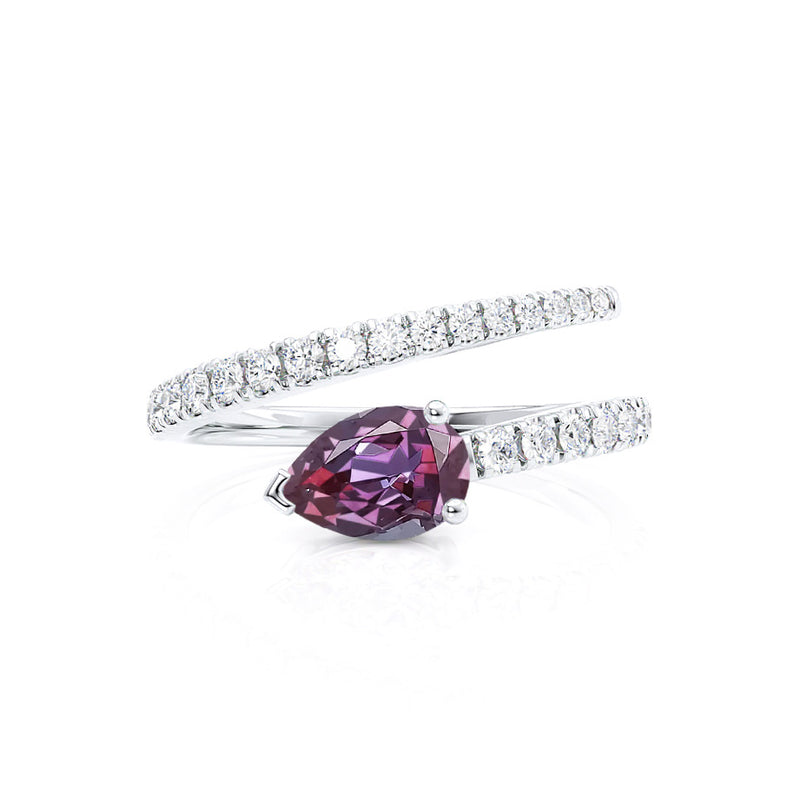 CELESTINE - Chatham® Pear Alexandrite Split Shank Ring 950 Platinum