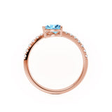 CELESTINE - Chatham® Pear Aqua Spinel Split Shank Ring 18k Rose Gold