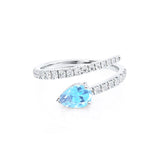 CELESTINE - Chatham® Pear Aqua Spinel Split Shank Ring 18k White Gold