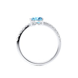 CELESTINE - Chatham® Pear Aqua Spinel Split Shank Ring 18k White Gold