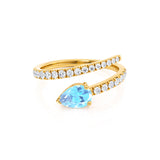 CELESTINE - Chatham® Pear Aqua Spinel Split Shank Ring 18k Yellow Gold