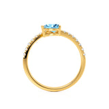 CELESTINE - Chatham® Pear Aqua Spinel Split Shank Ring 18k Yellow Gold