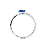 CELESTINE - Chatham® Pear Blue Sapphire Split Shank Ring 950 Platinum