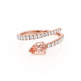 CELESTINE - Chatham® Pear Champagne Sapphire Split Shank Ring 18k Rose Gold