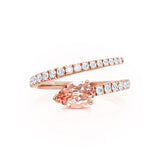 CELESTINE - Chatham® Pear Champagne Sapphire Split Shank Ring 18k Rose Gold