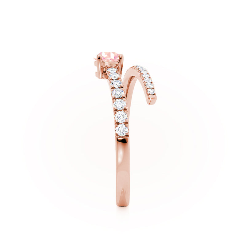 CELESTINE - Chatham® Pear Champagne Sapphire Split Shank Ring 18k Rose Gold