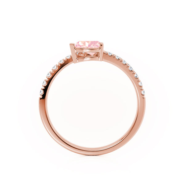 CELESTINE - Chatham® Pear Champagne Sapphire Split Shank Ring 18k Rose Gold