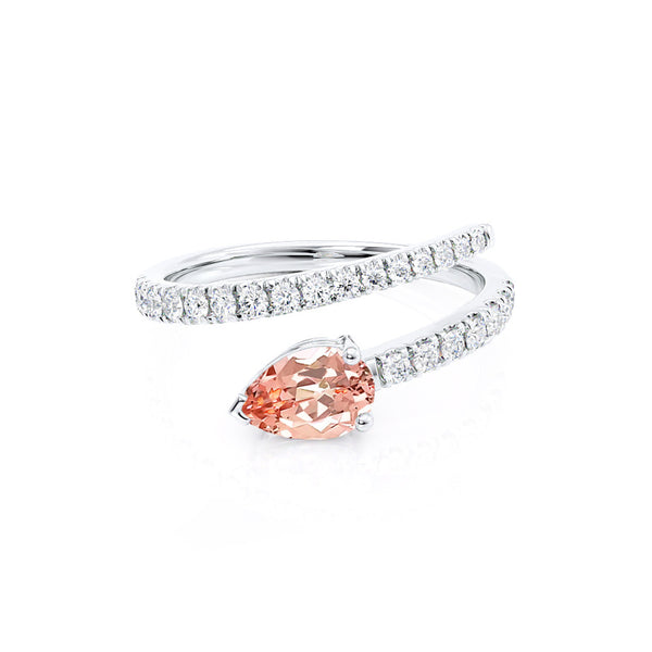 CELESTINE - Chatham® Pear Champagne Sapphire Split Shank Ring 950 Platinum