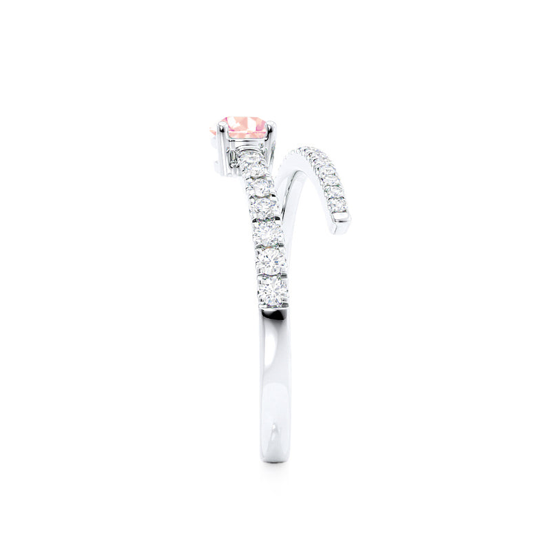 CELESTINE - Chatham® Pear Champagne Sapphire Split Shank Ring 950 Platinum